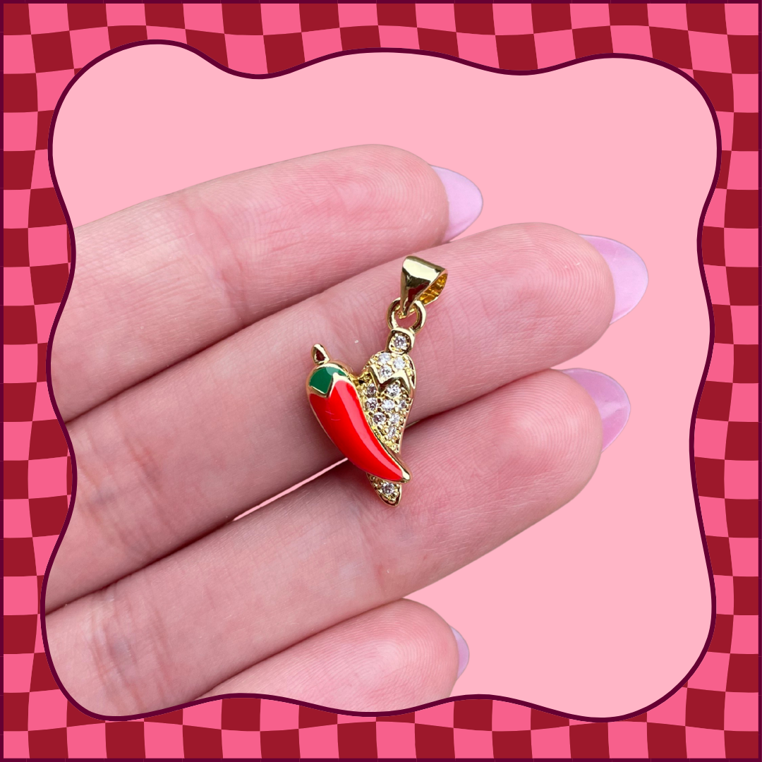 CZ Duo Chili Pepper Charm