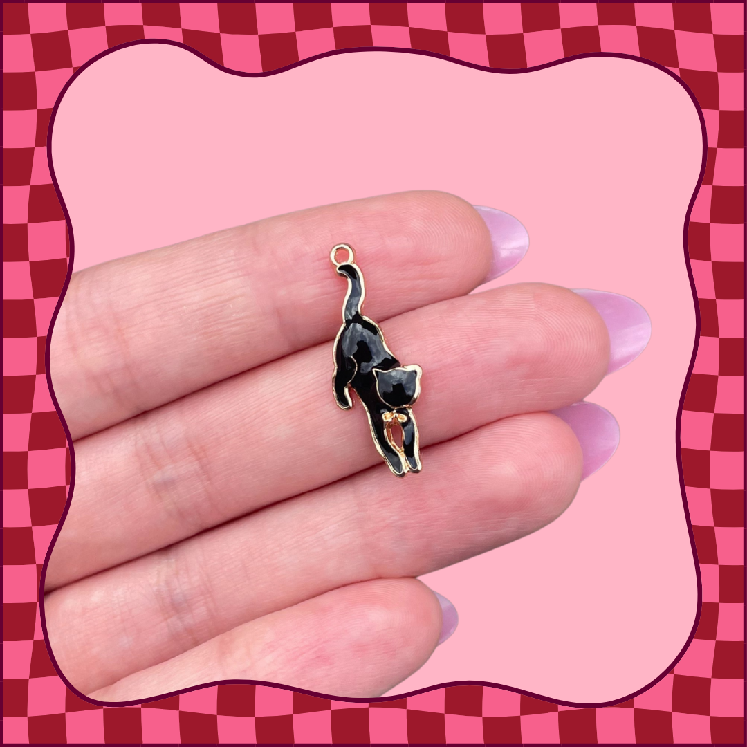 Dangling Black Cat Charm