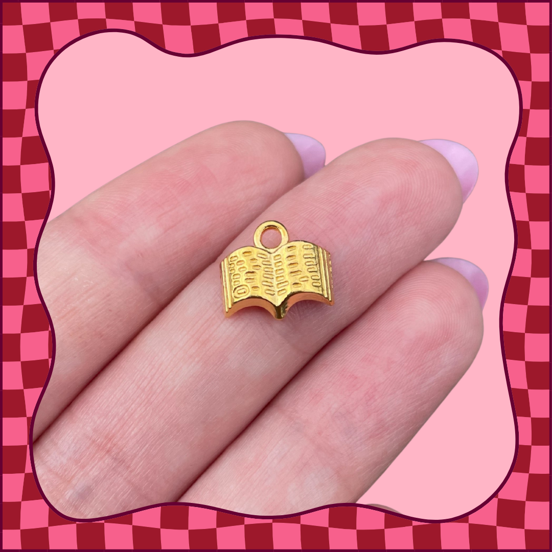 Gold Open Book Charm