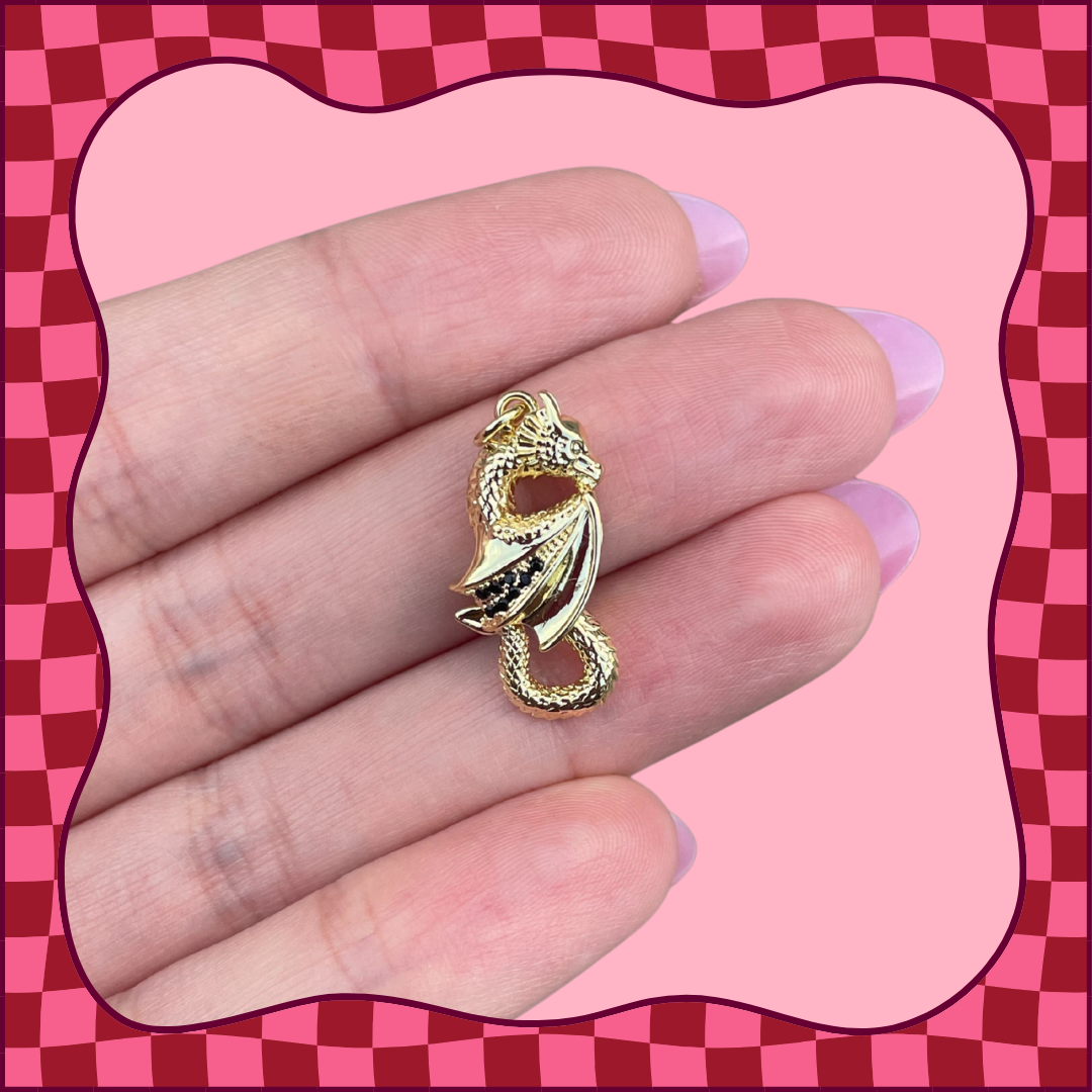 CZ Curled Dragon Charm