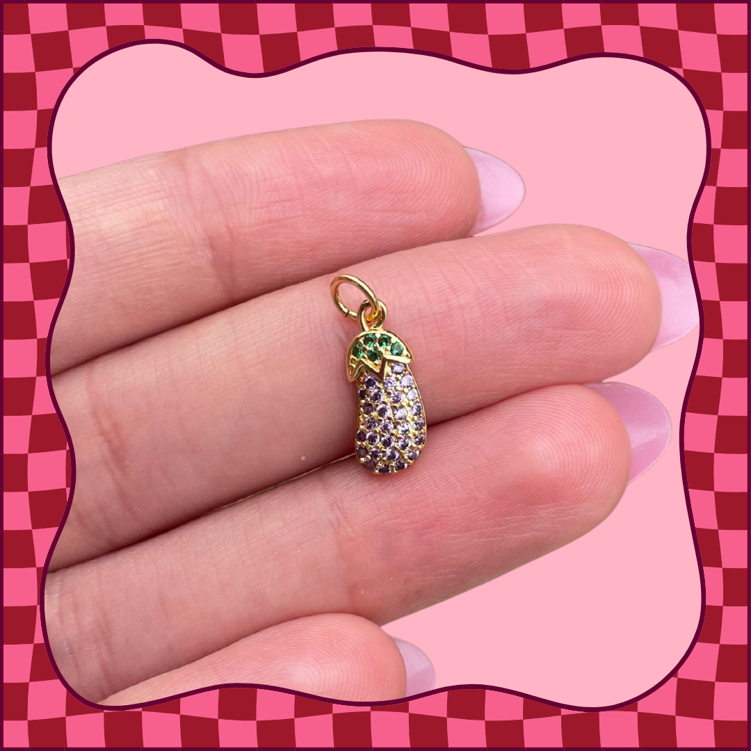 CZ Eggplant Charm
