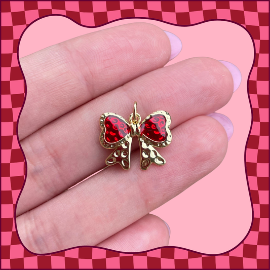 Gold and Red Bow Charm