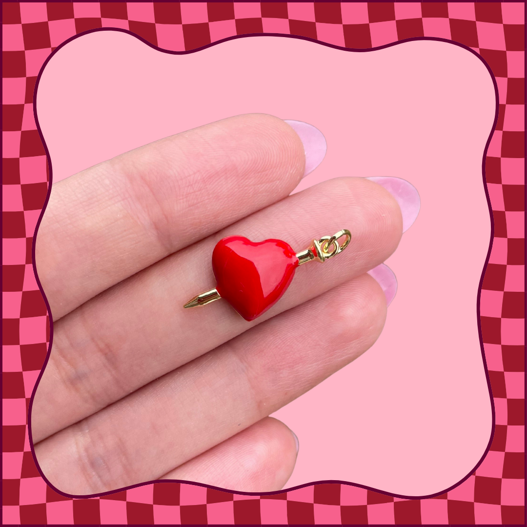 Sword Piercing Red Heart Charm