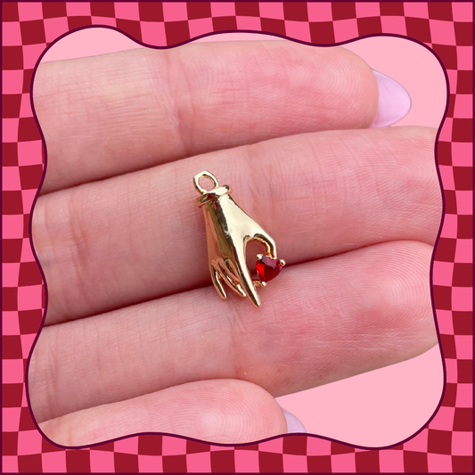 Hand Holding Heart Charm