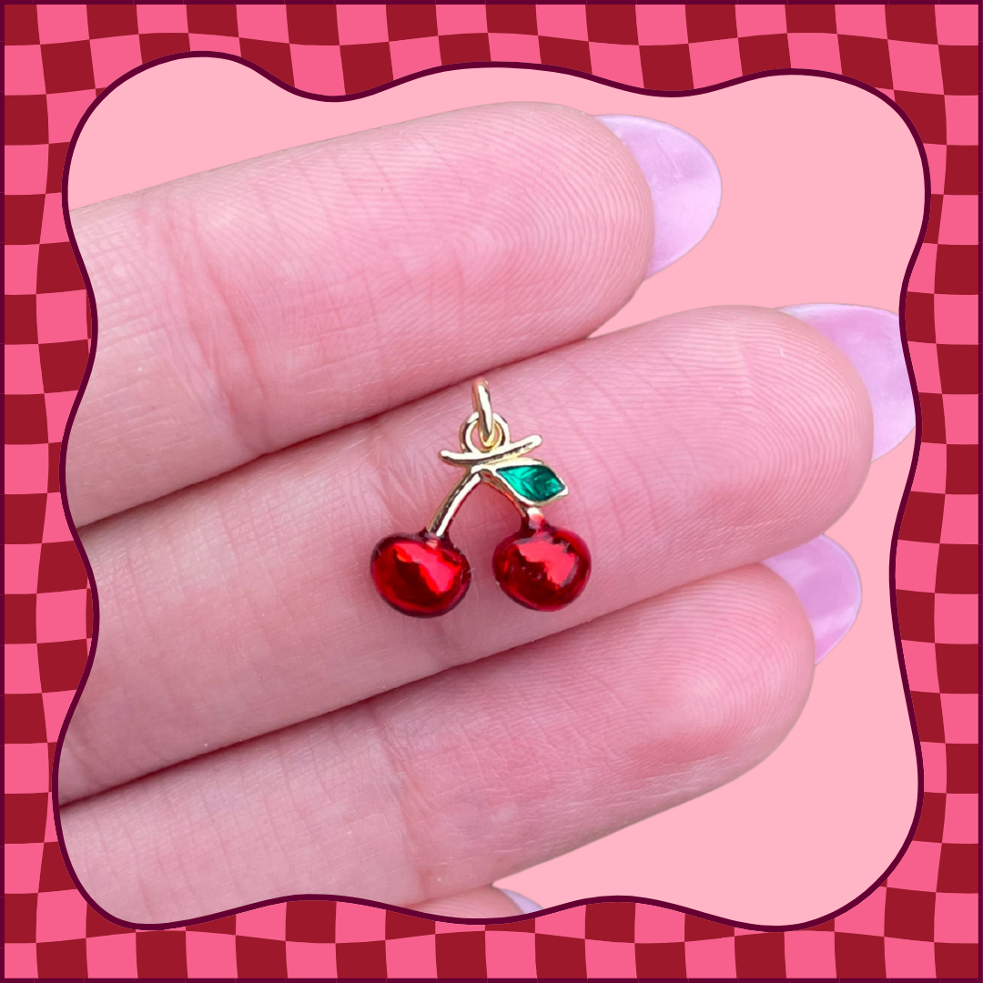 Red Chrome Cherries Charm