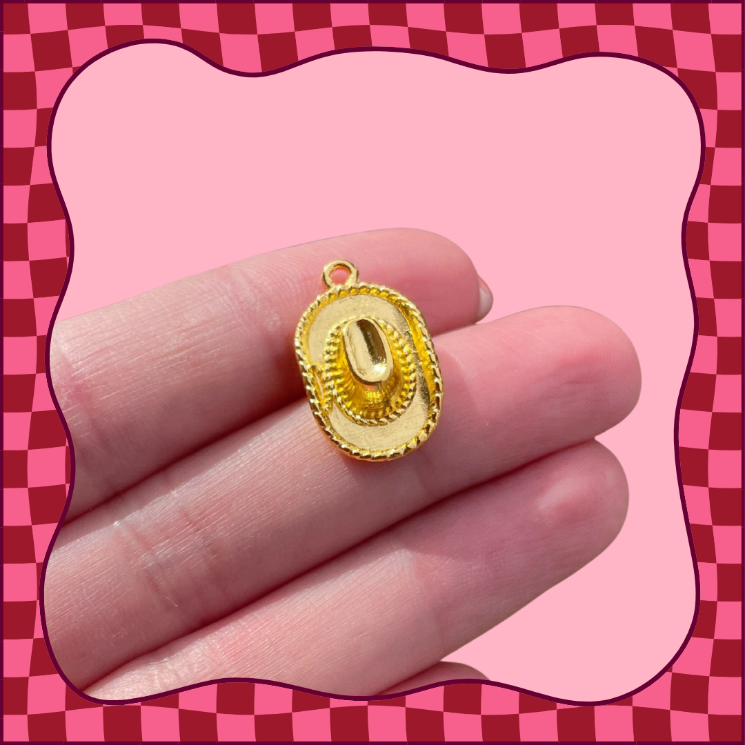 Gold Cowboy Hat Charm
