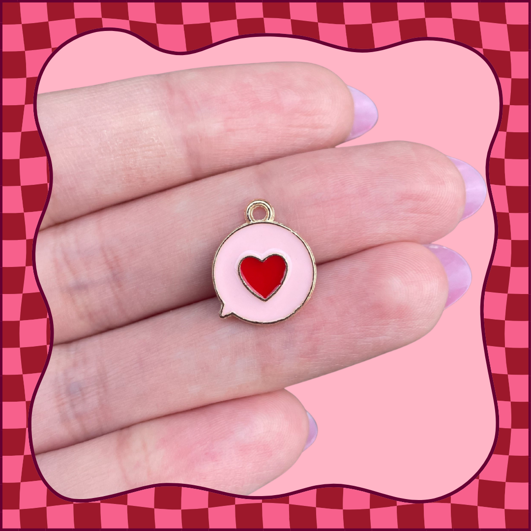 Pink Heart Comment Charm