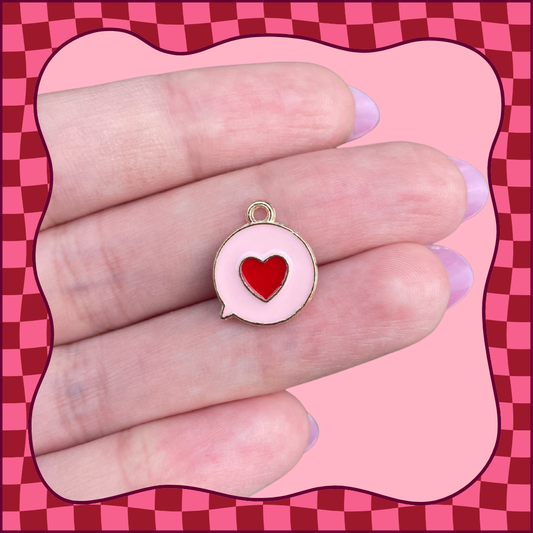 Pink Heart Comment Charm