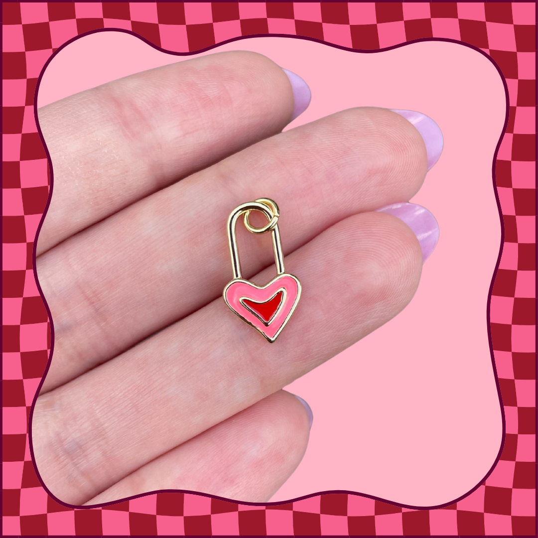Heart Safety Pin Charm