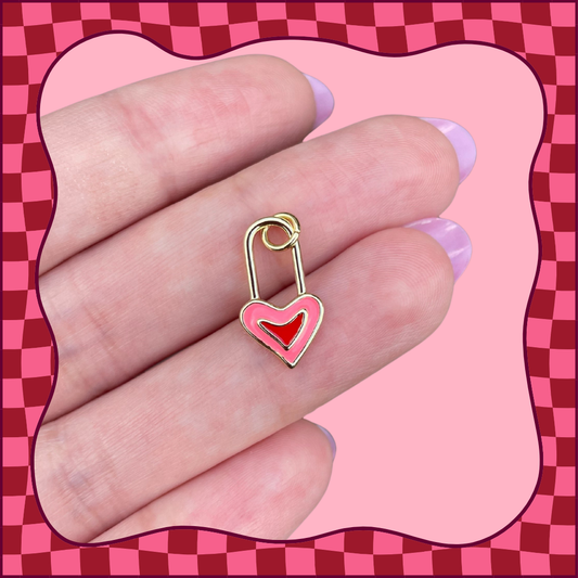 Heart Safety Pin Charm