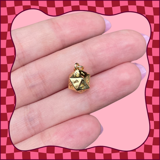 Gold D20 Die Charm