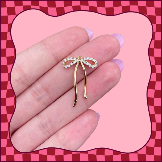 CZ Gold Bow Charm