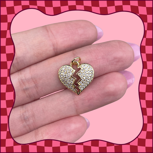 CZ Broken Heart Charm