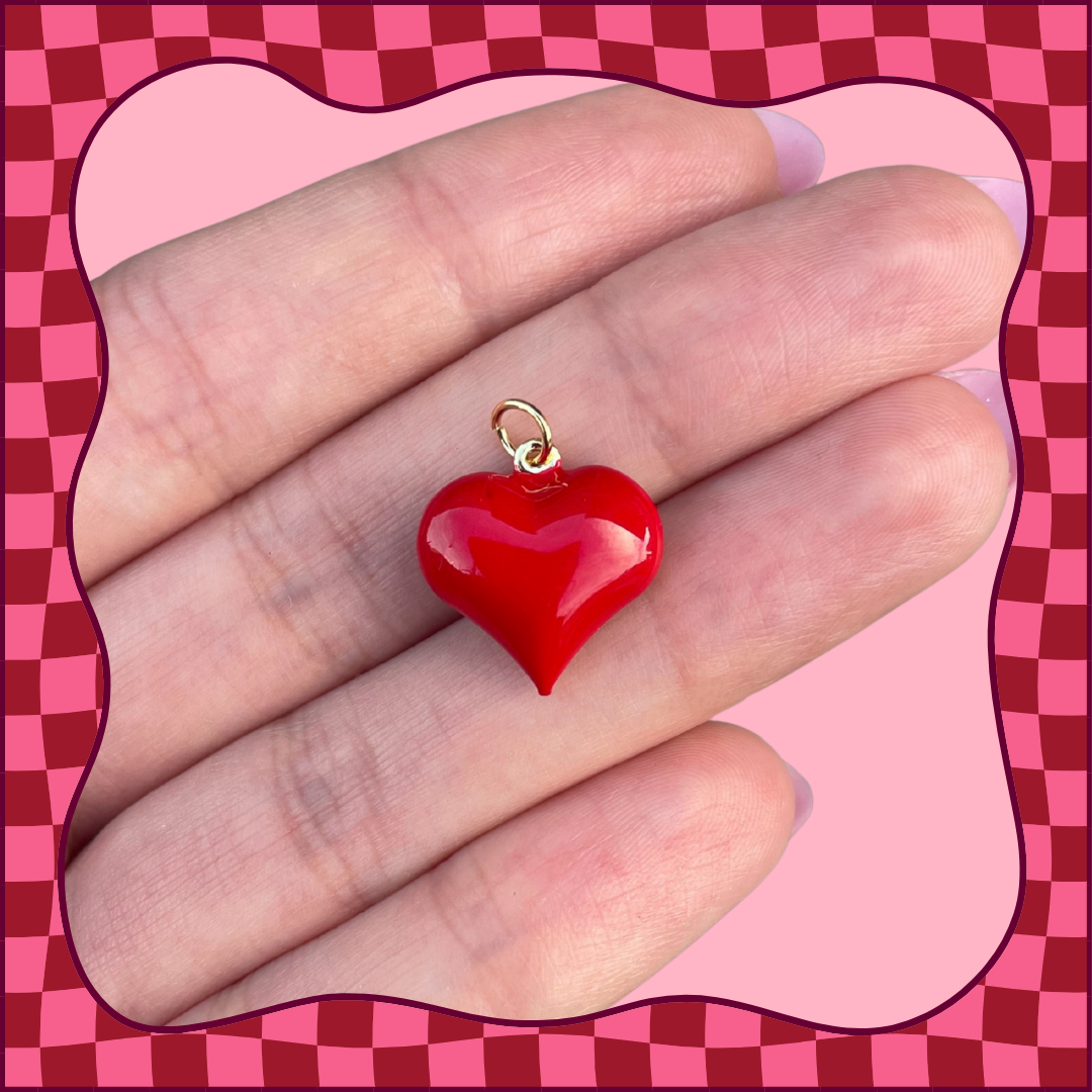 3D Red Heart Charm