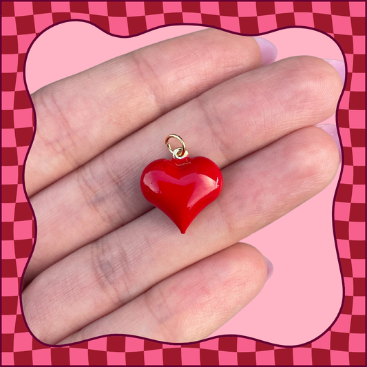 3D Red Heart Charm